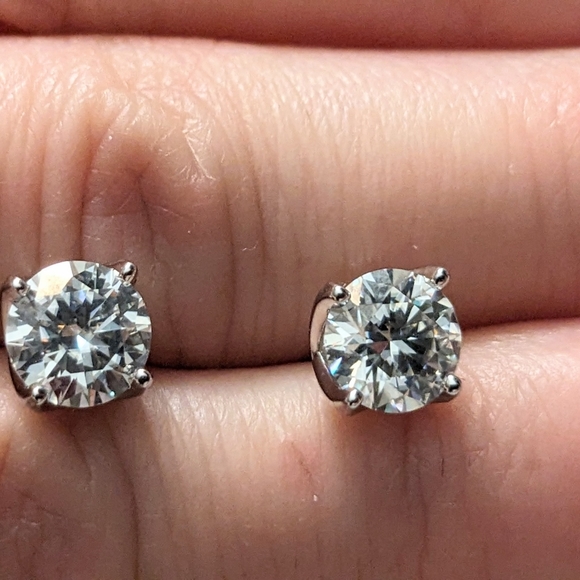 1 CT x 2 Moissanite Earrings, 4 Prong, 925 Sterling Silver - Picture 9 of 12